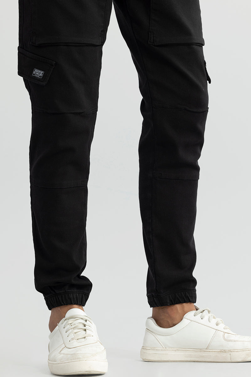 Combat Black Soft Denim Cargo Pant