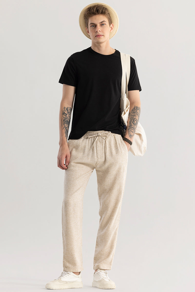 Comfylex Beige Linen Blend Trouser