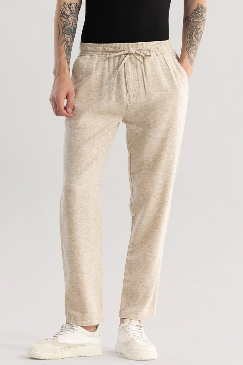 Comfylex Beige Linen Blend Trouser