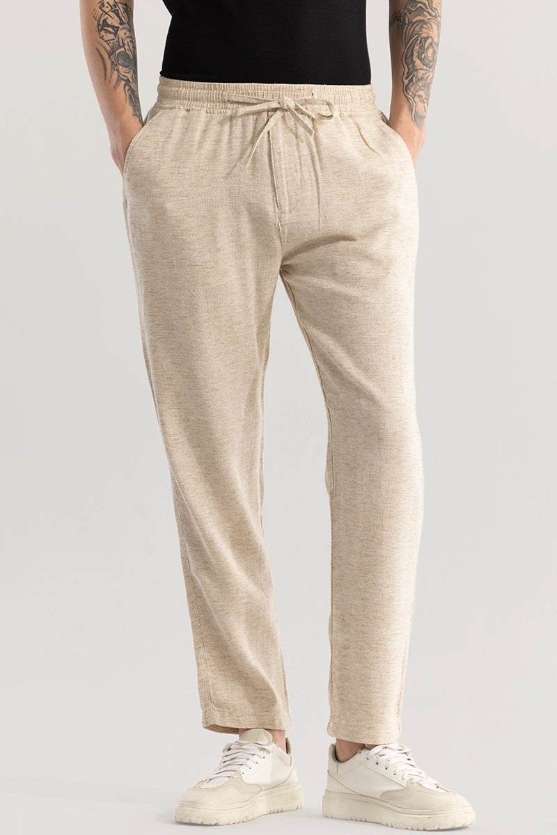 Comfylex Beige Linen Blend Trouser