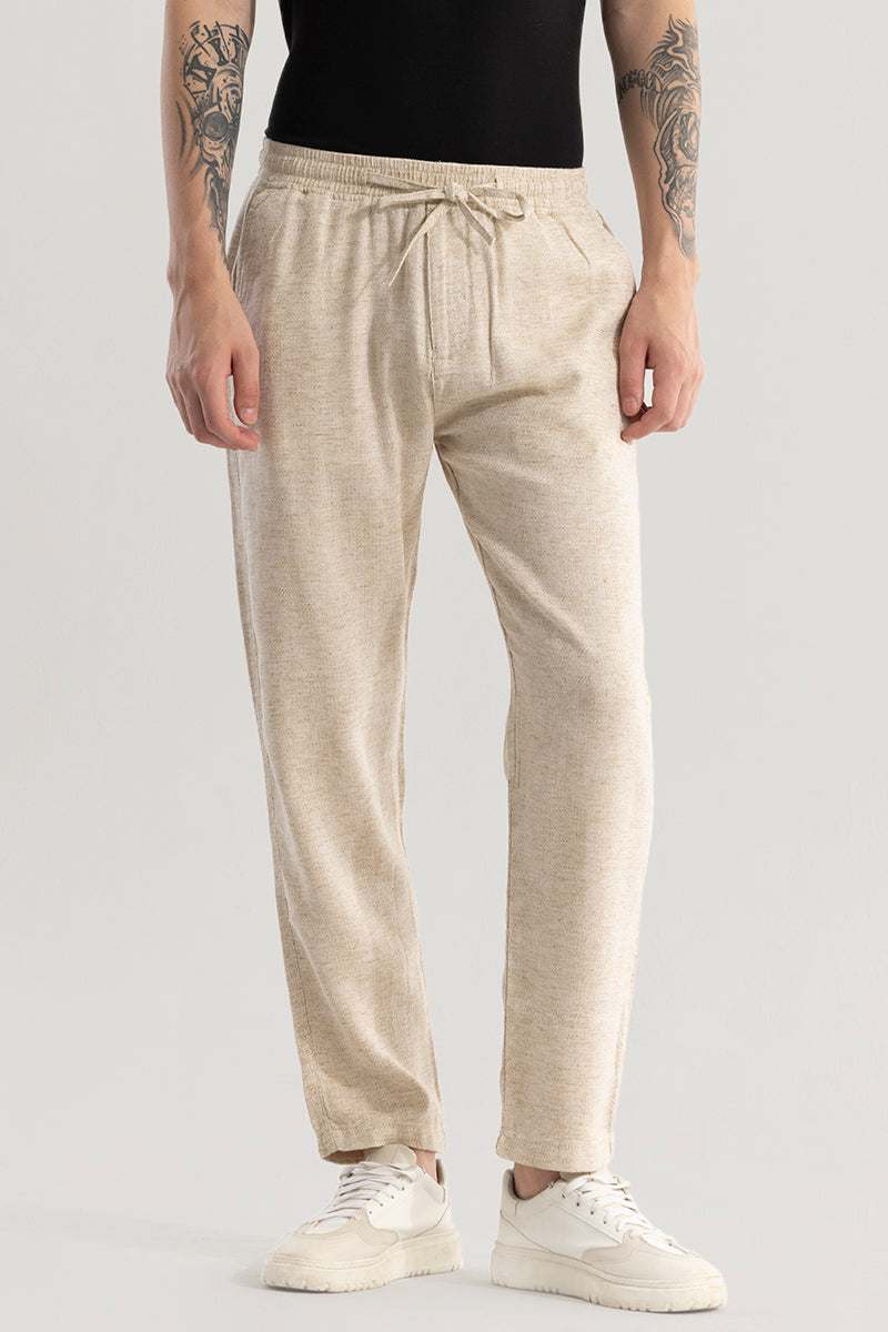 Comfylex Beige Linen Blend Trouser