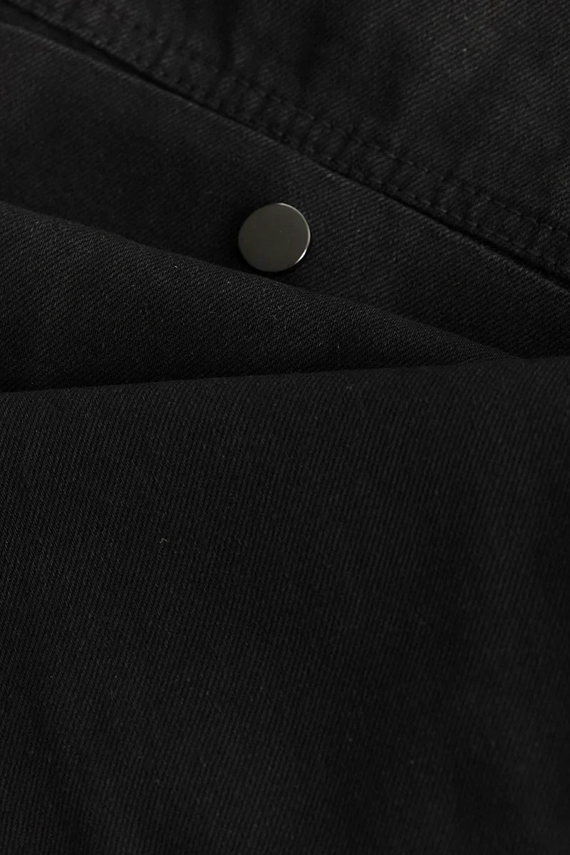 Chromatic Black Plain Baggy Fit Cargo Jeans
