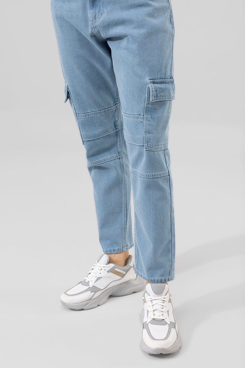 Buzzer Sky Blue Cargo Baggy Jeans