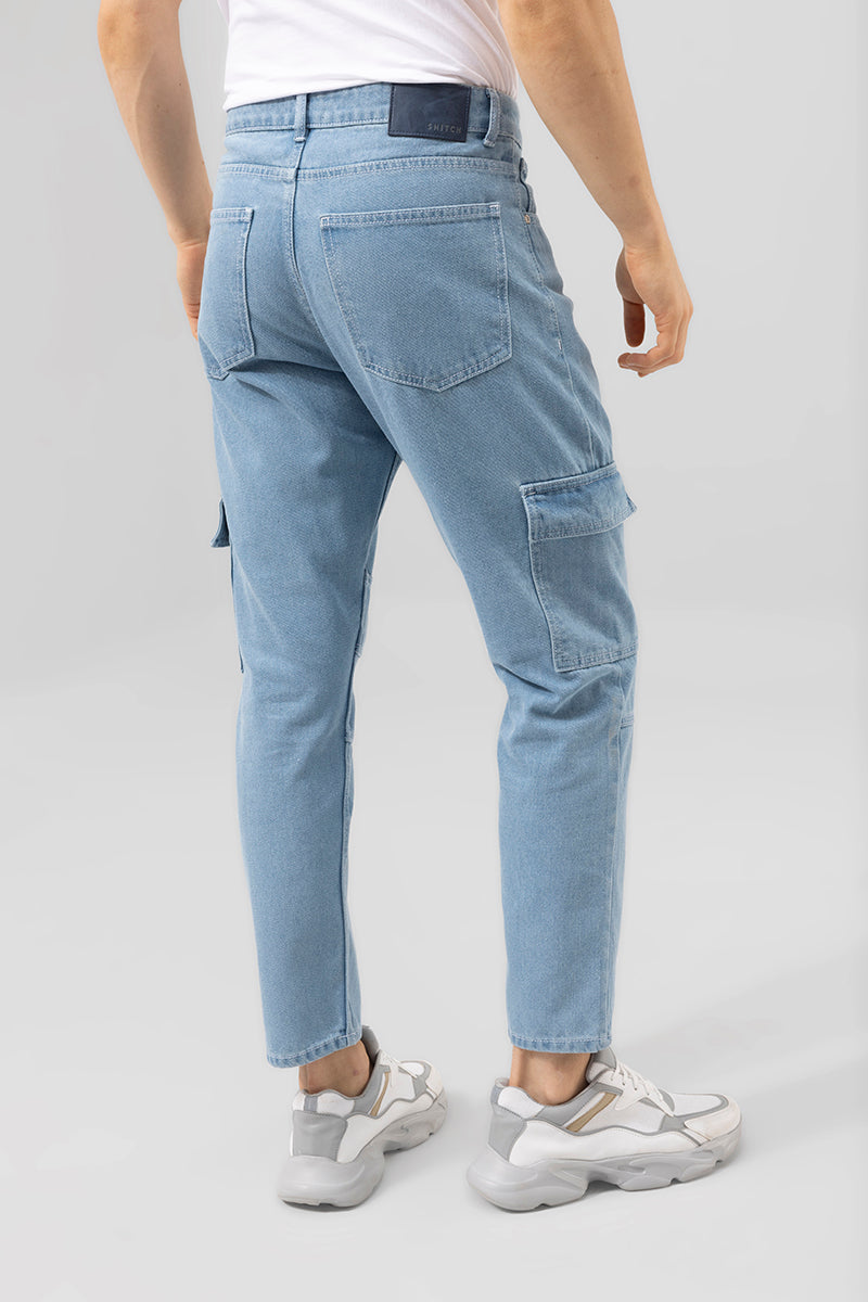 Buzzer Sky Blue Cargo Baggy Jeans