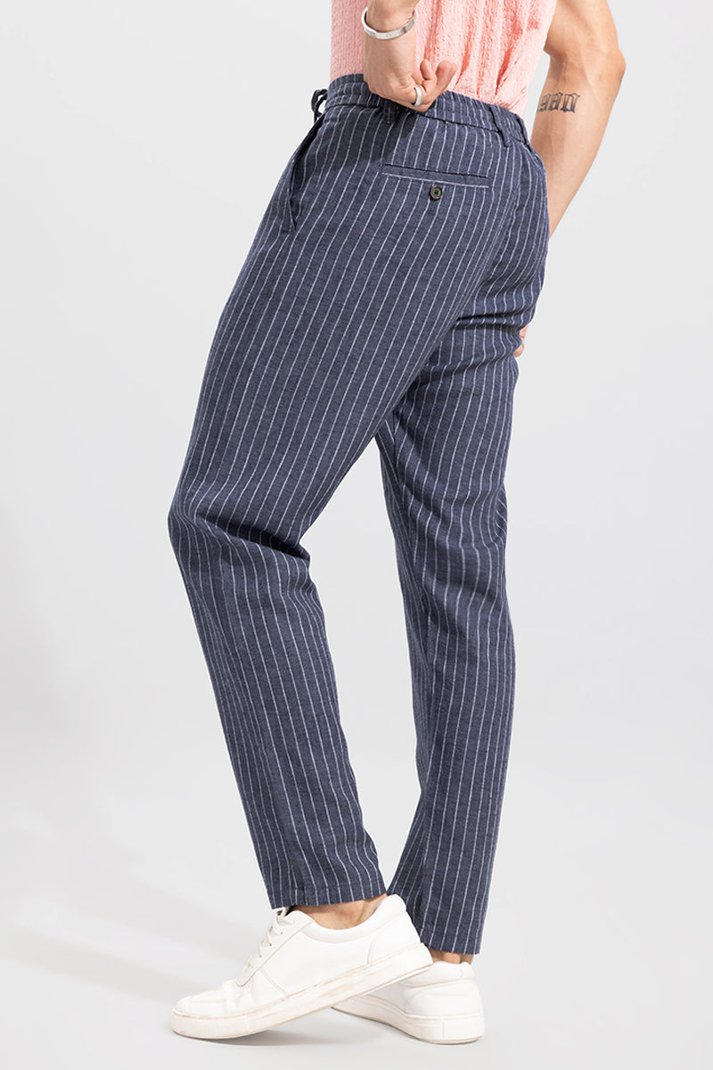 Classic Stripe Aegean Blue Linen Pant