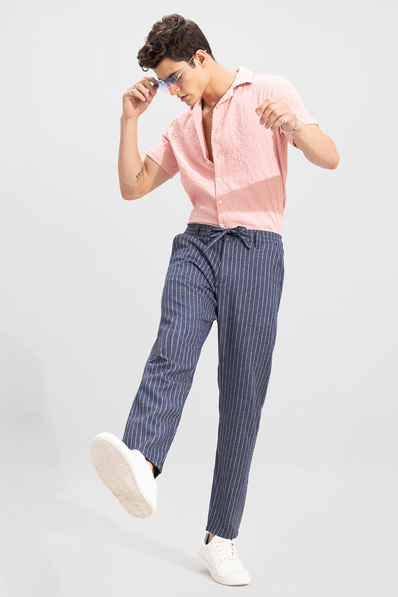 Classic Stripe Aegean Blue Linen Pant
