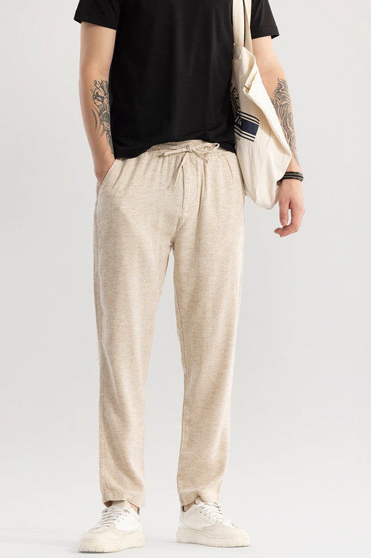 Comfylex Beige Linen Blend Trouser