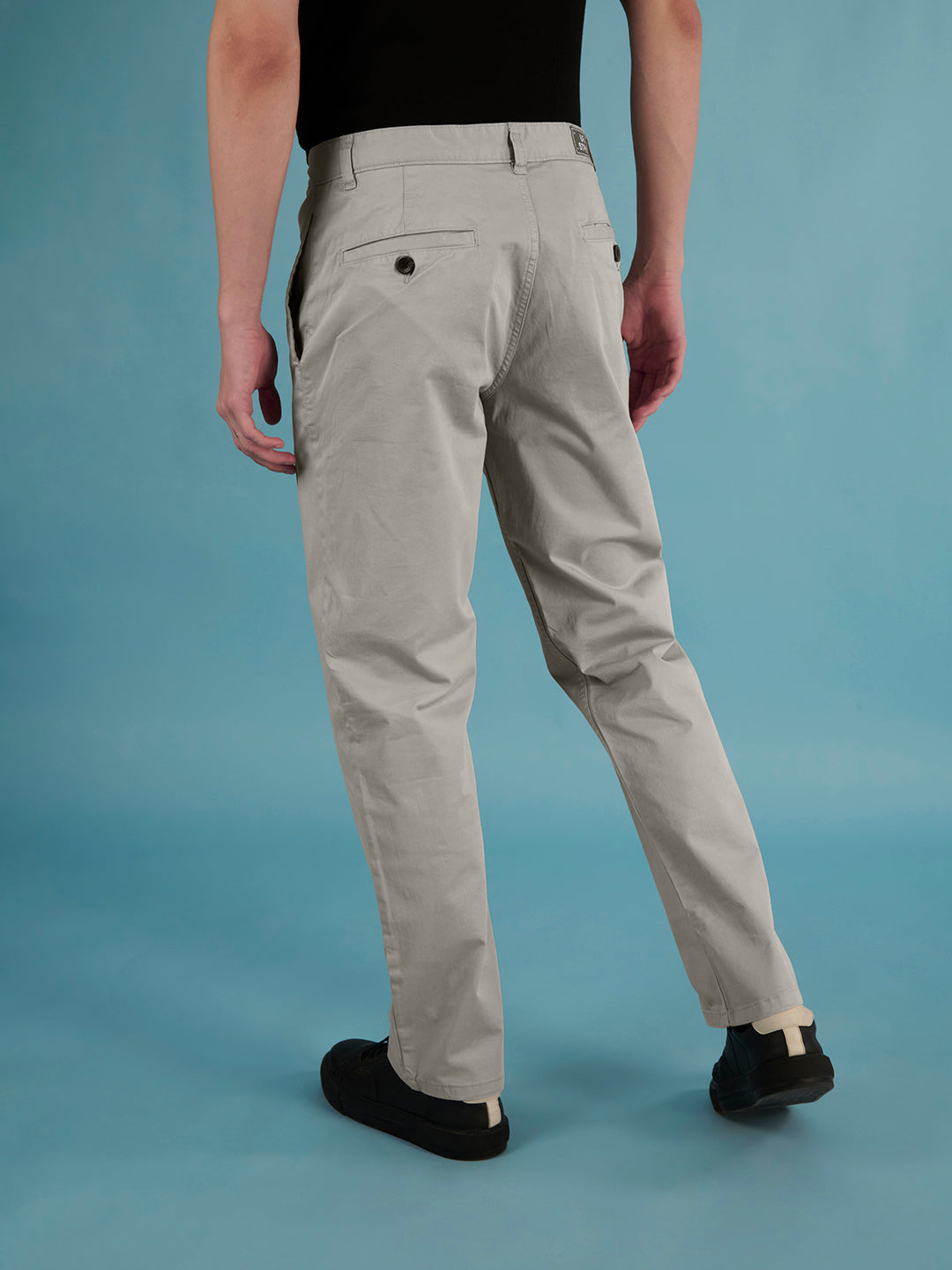 Men Silver Grey Straight Fit Chios