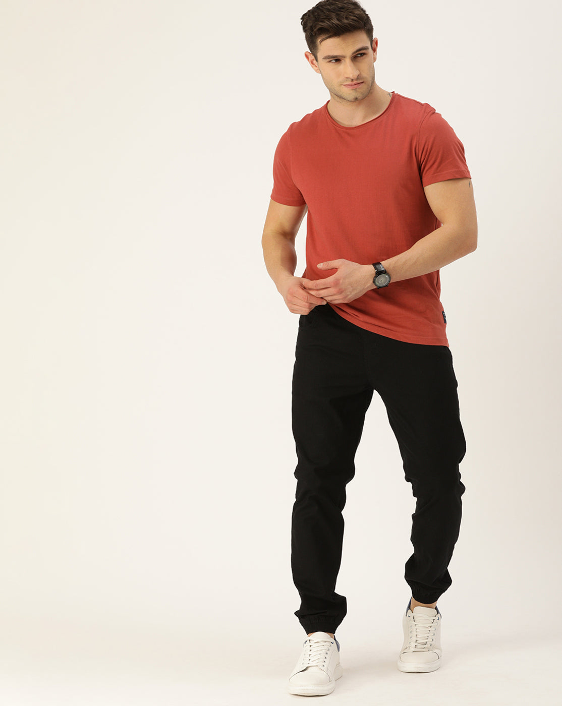 Men Black Slim Fit Solid Casual Jogger