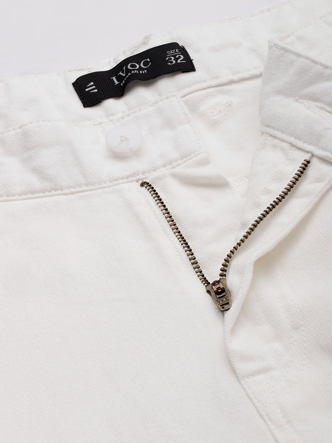 Men White Regular Fit Solid Cargo Trouser