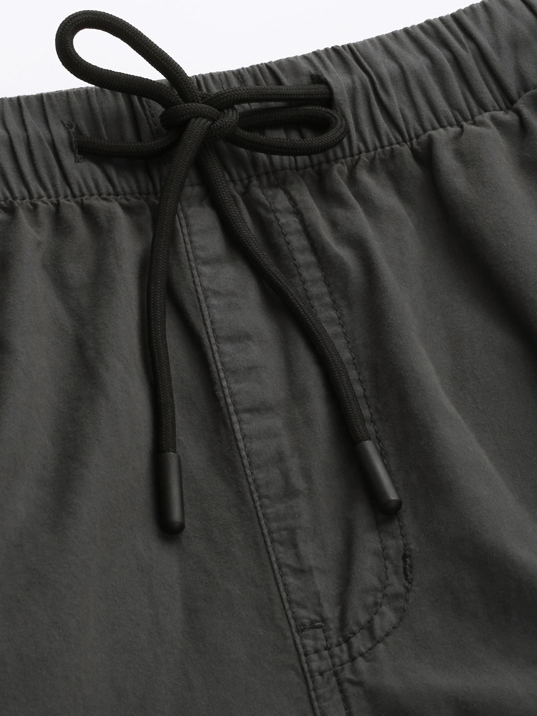 Men Dark Grey Parachute Fit Solid Cargo Trouser