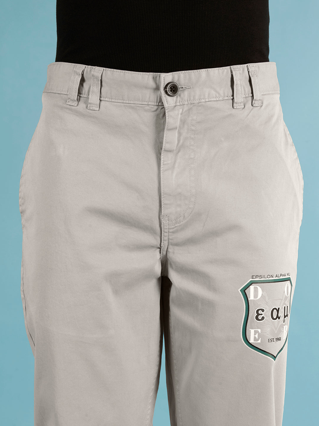Men Silver Grey Straight Fit Chios