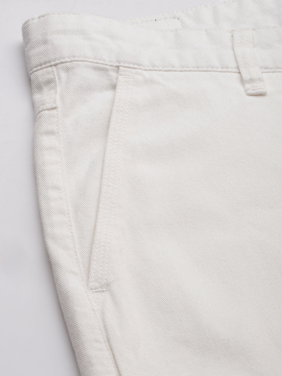 Men White Regular Fit Solid Cargo Trouser