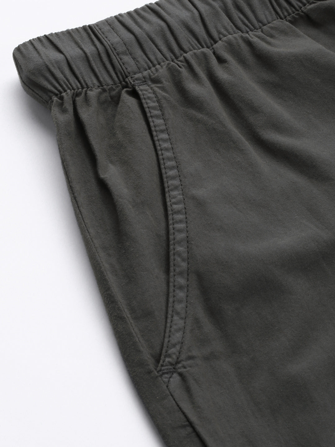 Men Dark Grey Parachute Fit Solid Cargo Trouser