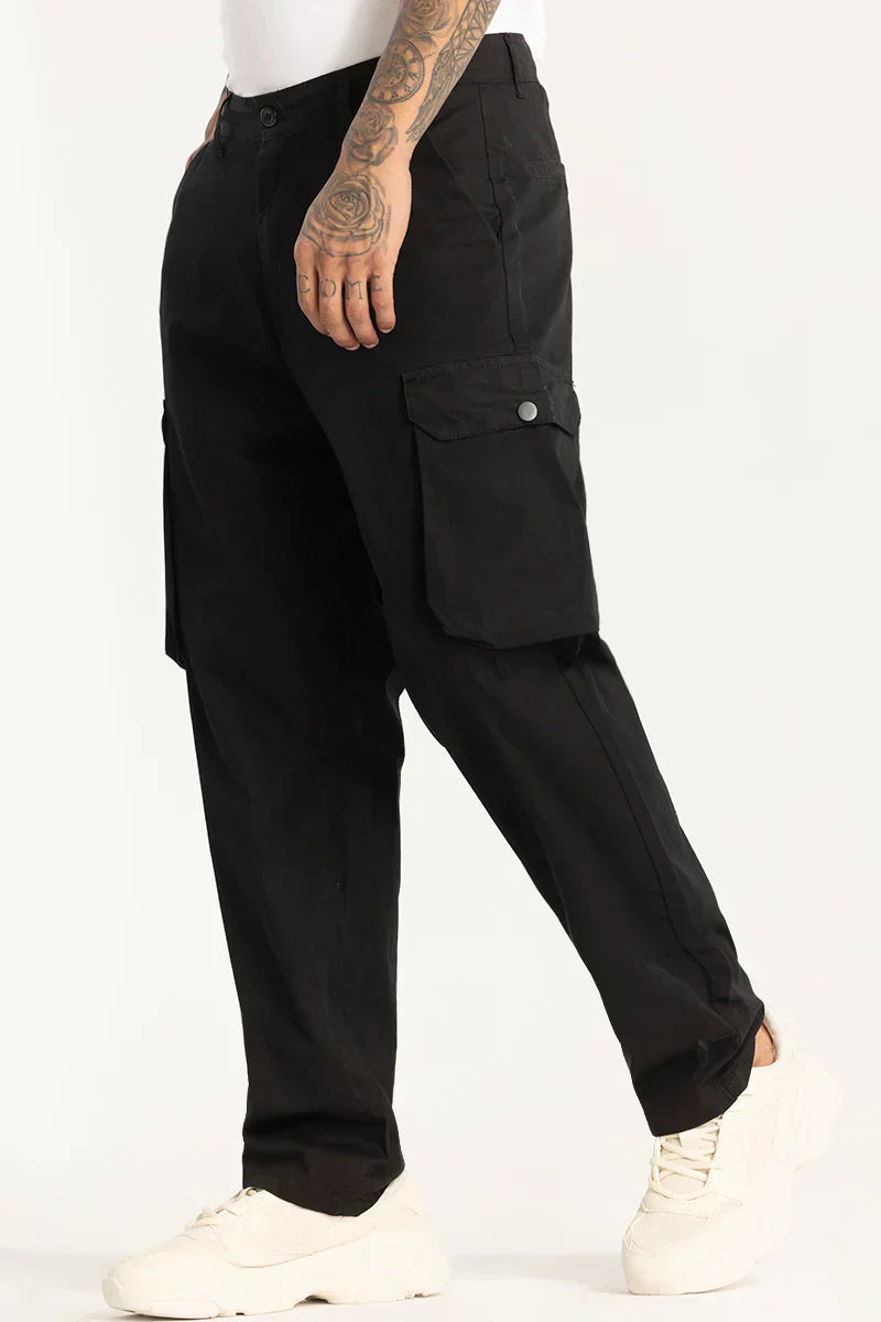 Black Relaxed Fit Cargo Pants