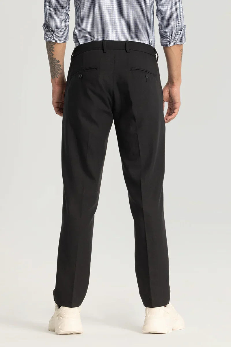 Charcoal Grey Plain Regular Fit Trousers
