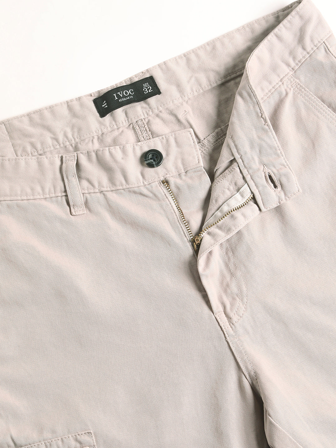 Men Silver Grey Regular Fit Solid Cargo Trouser