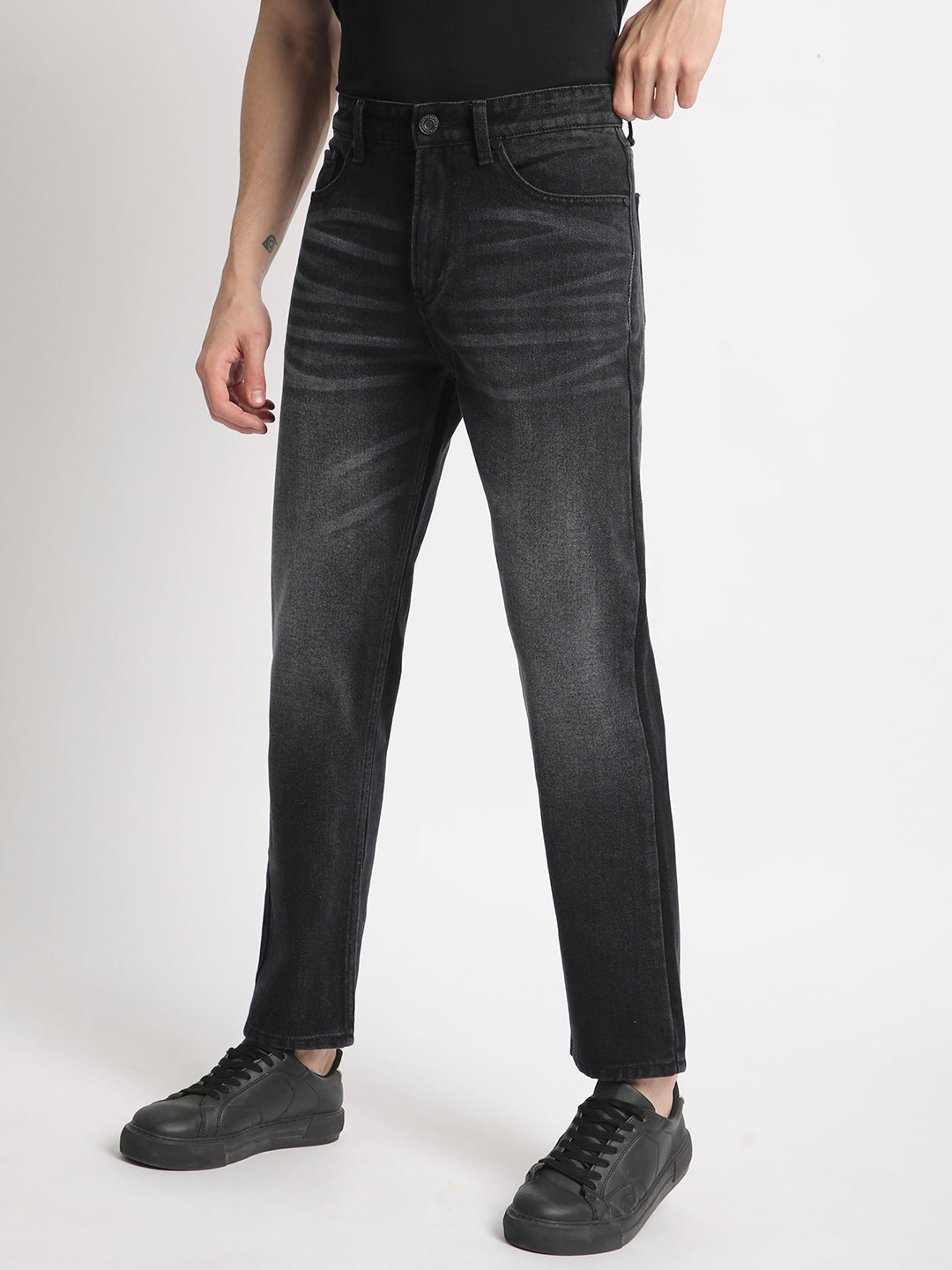 Men Relaxed Fit Lightly Faded Denim