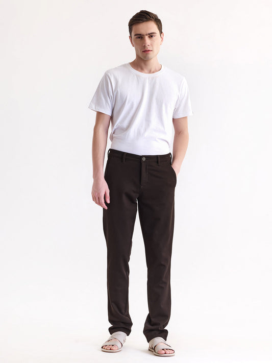 Brown Stretch Slim Fit Trouser