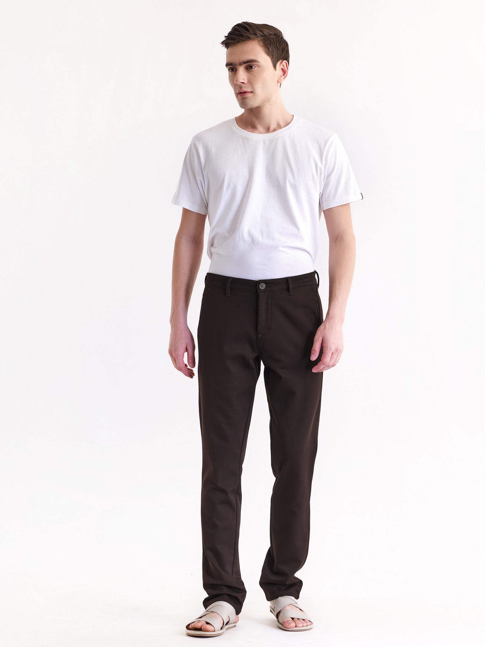 Brown Stretch Slim Fit Trouser
